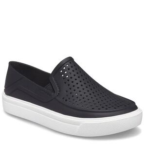 Crocs CITILANE ROKA Kids Slip On Dress Shoe Black White Croslite Foam Casual 10